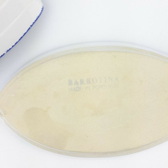 Fish Boat Shaped White Blue Ceramic Serving Dishes Made In Portugal Set Of 2 - Picture 11 of 12